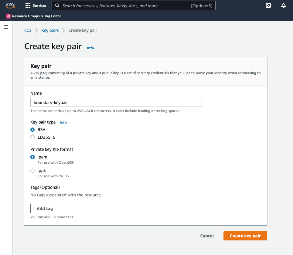 AWS Create Keypair